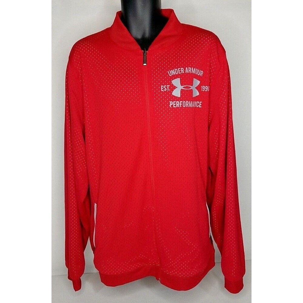 Under Armour Track Jacket Mens 2XL Reversible Red Gray Cold Gear Performance